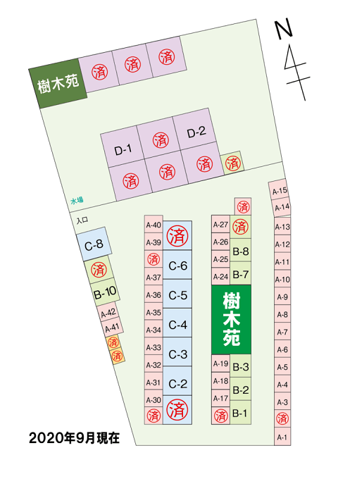 川越市下広谷共同墓地の区画